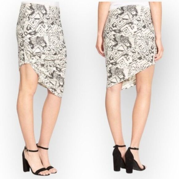 Pam & Gela Asymmetrical Skirt Stretch Knit Aztec Grunge Indie Sleeze Small - Picture 1 of 7